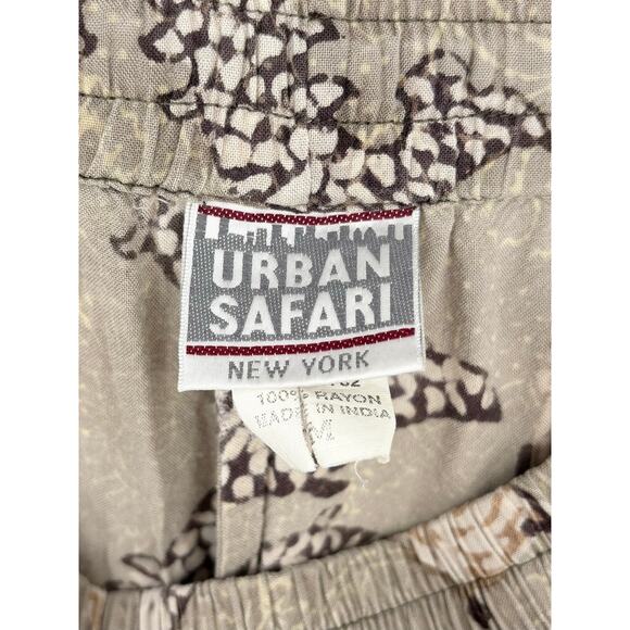 Urban Safari Brown Tan Fish Pattern Boho Flowy Hippie High Waisted Pants Size M - Picture 6 of 6